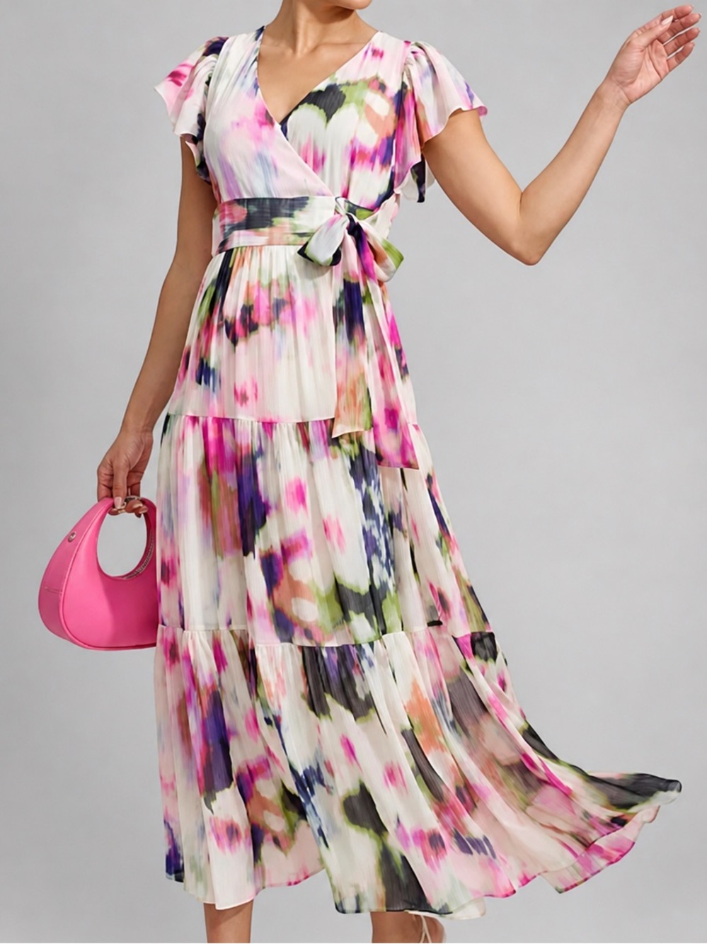🆕🌸🪻🌿DKNY Watercolor Floral Light Casual Party Chic Summer Maxi Dress Size 2